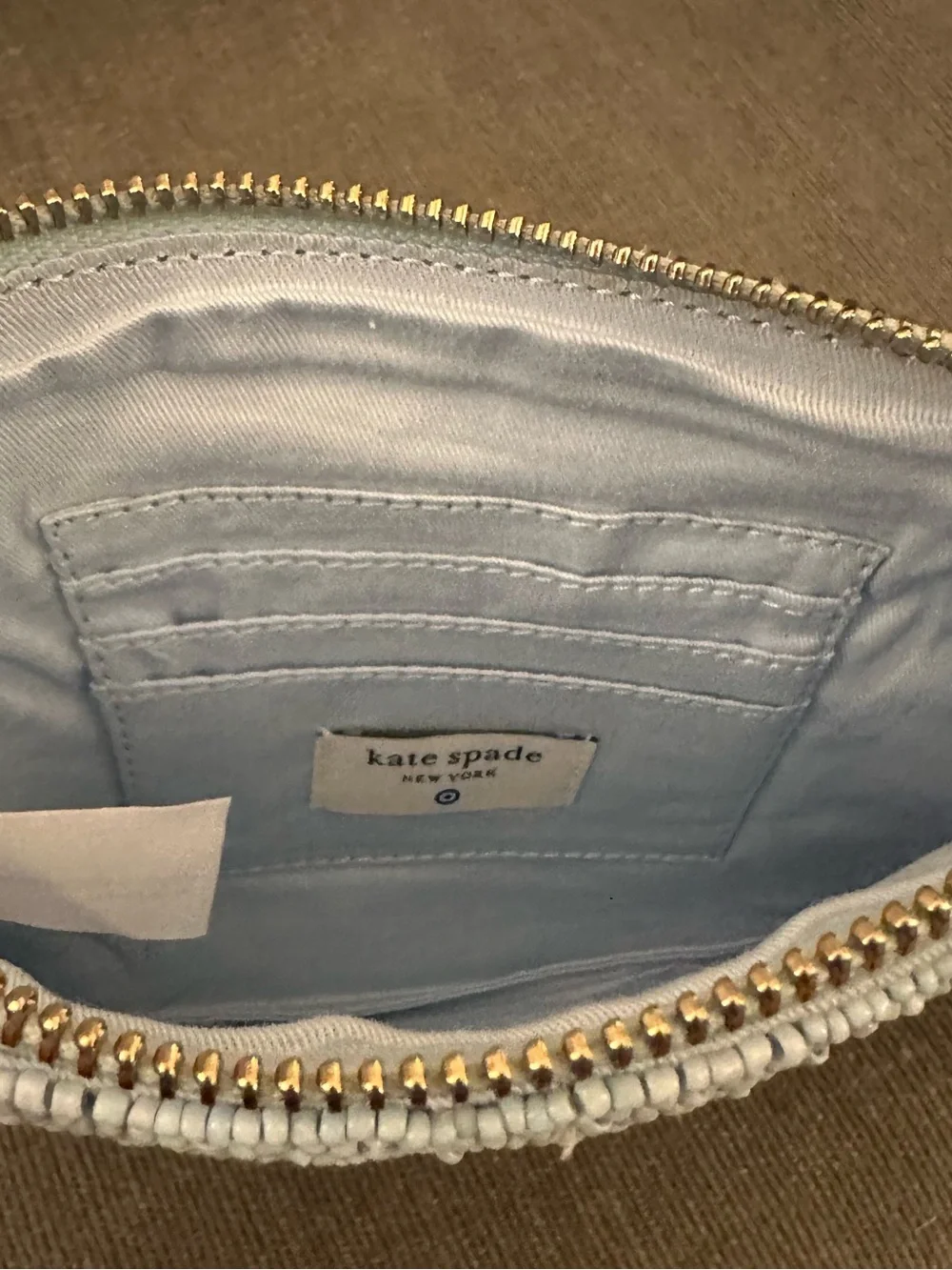 kate spade x target Beaded Pouch with Green 'LIFE OF THE PARTY'